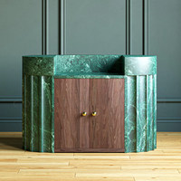 Bureau d'accueil en marbre chinois moderne, style italien minimaliste, en marbre naturel et travertin, design haut de gamme pour hôtel