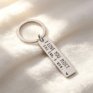 Romantic Birthday Wish Engraved Keychain, Rose Gold Plated Bar Tag <b>Keyring</b> for Lovers Anniversary Keepsake - Product Image 5