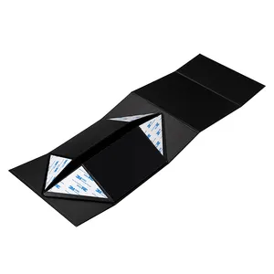 Luxe Zwarte Magnetische Kartonnen Papieren Verpakking Hot Stamping Goud Geschenkverpakking Dozen Opvouwbare Opvouwbare Dozen