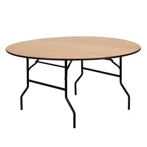 Wholesale Plywood Dining Table Restaurant Wedding Event Banquet Wood Round Dining Folding Table