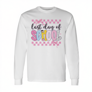 T-shirt à manches longues pour enfants, design nœud coquette, tenue d'été, dernier jour d'école - Product Image 2