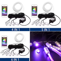 AlcantaLED 10 en 1 RGB LED lumières d'ambiance atmosphère intérieure de voiture bandes lumineuses en Fiber optique App DIY pour accessoires de voiture tableau de bord