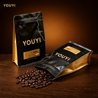 Sacs d'emballage pour café imprimés sur mesure avec valve, pochettes à café à soufflet et fermeture éclair, conception et impression personnalisées, café en vrac