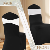 Housse de dossier de chaise haut de gamme, housse de chaise élastique anti-poussière en soie de lait avec sangle et nœud, décoration pour hôtel, mariage, banquet, maison