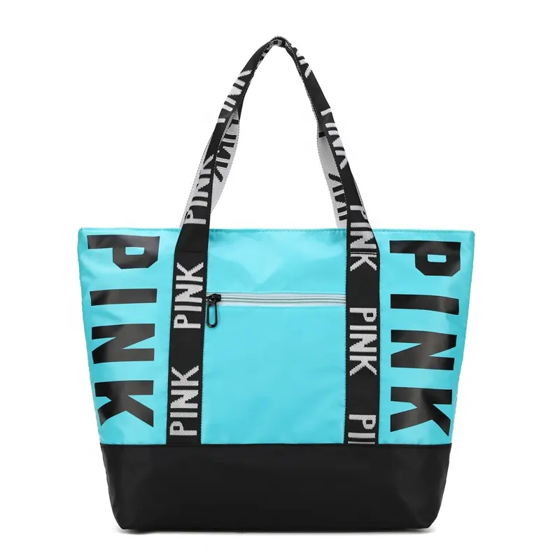 Bolsa de mão de nylon impermeável para mulheres, bolsa barata para mulheres, luxo, praia, rosa, bolsa de mão, grande