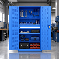 Casier de rangement en acier multi-usages avec panneau perforé interne pour outils, 1 tiroir, serrure à clé, finition anti-rouille OEM, capacité de charge de 1000 kg pour