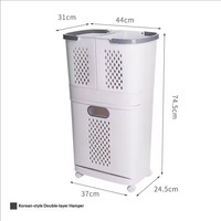 Organisateur de vêtements et de linge domestique mobile en plastique PP, double roulettes, écologique, léger, durable, moderne, blanc, carré