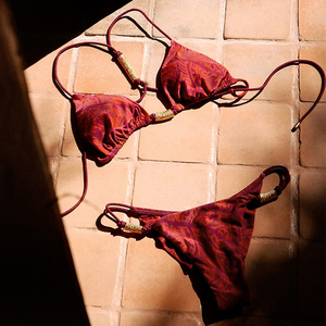 Ensemble bikini sexy femme couleur unie taille haute, maillot de bain deux pièces personnalisé, tenue de plage – Meilleures ventes - Product Image 6