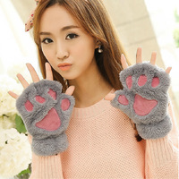 Mignon Conception Demi Doigt Gants Chaud Chat Patte Griffe En Peluche Gants Sans Doigts Belle Hiver Mignon Mitaine Doux
