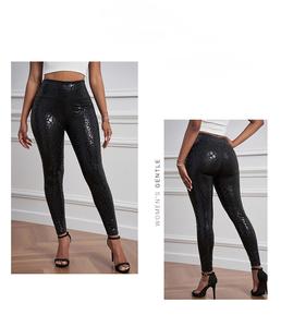 Leggings neri a vita alta da <span class=keywords><strong>donna</strong></span> pantaloni elasticizzati <span class=keywords><strong>in</strong></span> ecopelle testurizzati leopardati Leggings autunnali Skinny Sexy femminili S-XL - Product Image 6