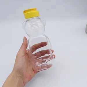 Wholesale Custom 320ml Bear Shaped Beverage Juice Bottle Cartoon Plastic Bottle Biscuit Candy Packaging Bottle