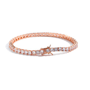 3mm4mm5mm Rose Gold White Zirconium <b>Bracelet</b> <b>Copper</b> Micro-inlaid Zircon Single Row <b>Bracelet</b> Tanjing Fashion Lijing Necklace - Product Image 4