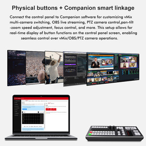 KT-KD50B Atem bảng điều khiển với <span class=keywords><strong>LCD</strong></span>-12pgm + 12pvw Tally Kết quả đầu ra, bitfocus đồng hành tương thích hợp kim nhôm cho nhà thờ - Product Image 5