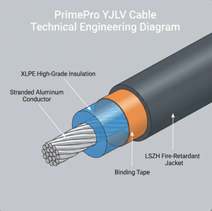 Câble d'alimentation PrimePro 0,6/1 kV YJLV 1*35-630 mm² isolé XLPE, gaine LSZH, âme en aluminium, basse tension, conforme à la norme IEC 60502-1 - Product Image 2
