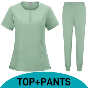 Women's Two Piece <b>Scrub</b> <b>Set</b> Moisture Wicking Knitted Hospital Uniform Split <b>Set</b> S XXL - Product Image 4