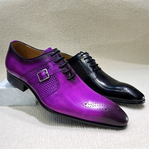 Zapatos de Vestir de Cuero de Alta Gama para Hombre, Zapatos de Vestir con Punta en Pico, Zapatos Oxford Planos, Zapatos de Boda, Mocasines Clásicos - Product Image 1