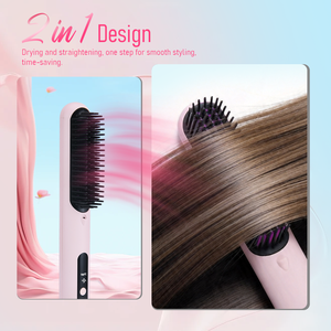 <span class=keywords><strong>Brosse</strong></span> <span class=keywords><strong>lissante</strong></span> <span class=keywords><strong>chauffante</strong></span> en céramique pour coiffure, sèche-cheveux à air chaud, <span class=keywords><strong>brosse</strong></span> volumisante 2-en-1 - Product Image 2