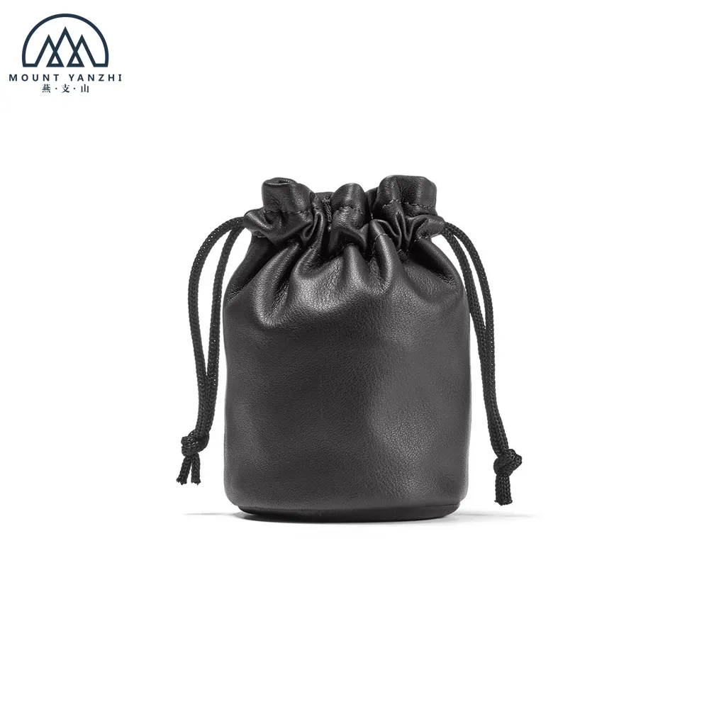Luxury soft custom drawstring genuine leather jewelry pouch for watch packaging