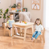Table d'activités en bois 3 en 1, table d'étude et ensemble de chaises pour enfants avec tableau noir et tableau blanc amovibles