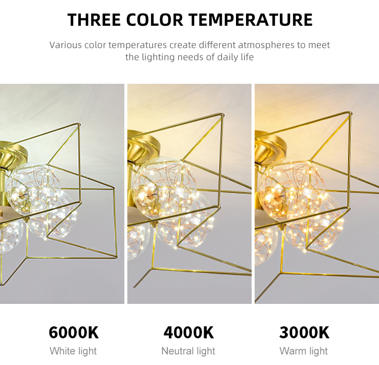 Art Unique Design Gold Color Classics Lighting Vintage Surface Mounted Modern Led Ceiling Lamp