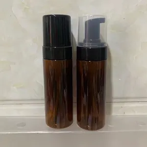 Hengjian 100ml 120ml 150ml marrone ambra plastica schiuma pompa bottiglia dispenser cosmetico lavaggio a mano bottiglia di sapone liquido con pompa nera