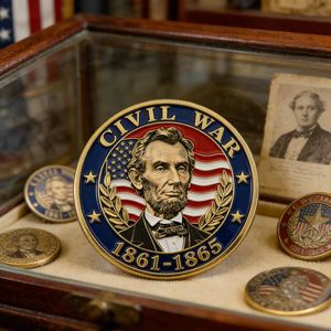 Moneta di Abraham Lincoln 1861-1865 |   Moneta Commemorativa Storica Americana con Design Bandiera e Ghirlanda d'Alloro - Product Image 2