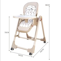 Chaise haute multifonctionnelle pour bébé, chaise haute pliable portable pour nourrissons avec roulettes et plateau réglable pour les enfants de 6 à 36 mois