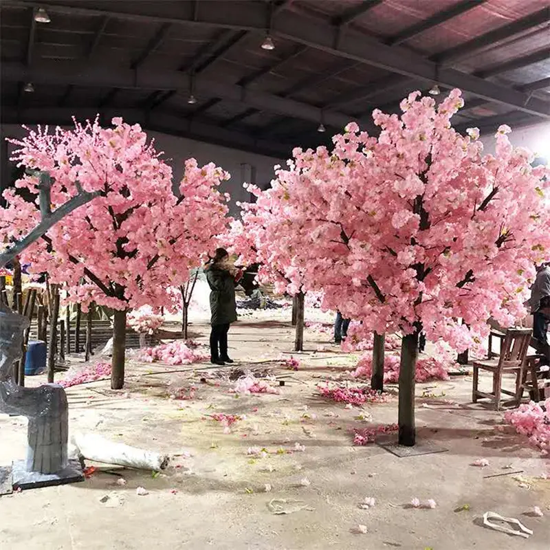 Китайское производство, Искусственные пластиковые розовые цветочные деревья, искусственные вишневые цветы для внутреннего свадебного декора