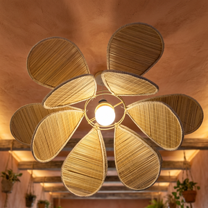 LAMPE À SUSPENSION CHICK LEAF LAMP en bambou tissé à la main, lampe suspendue en rotin naturel, lampe de plafond florale pour la décoration de la maison - Product Image 2