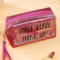 Sac de toilette en PVC holographique avec logo personnalisé, étoiles roses, cœurs brillants, organiseur de cosmétiques, trousse de maquillage pour les essentiels de voyage