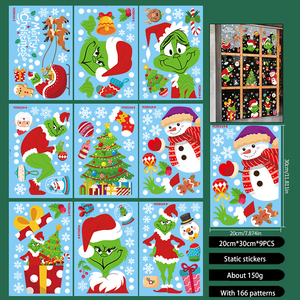 Tùy chỉnh tĩnh bám grinch cửa sổ đề can giáng sinh dán cửa sổ cho kính hai mặt, tái sử dụng cho trang trí nội thất dấu - Product Image 3