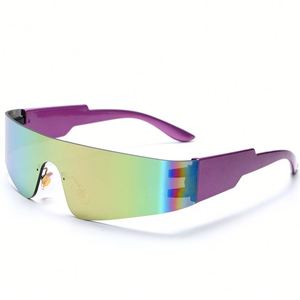 Gafas de Sol Deportivas Pequeñas Sin Montura al por Mayor, Lentes de Espejo Coloridas UV400, Gafas de Sol Punk de Una Sola Pieza para Mujer - Product Image 5