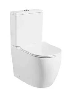 Moderne Badkamer Keramische Vloer Mounter Wc P Trap Zwaartekracht Spoeling Tweedelig Toilet Amerikaanse Stijl Rimess Toilet