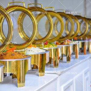 Herramientas para Catering, Recipientes para Calentar Alimentos Tipo Buffet, Redondos y Cuadrados, Hidráulicos, de Vidrio, de Lujo, en Color Blanco Mate - Product Image 5