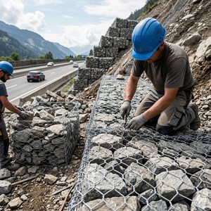Grillage gabion en PVC, cage gabion, mur gabion 2x1x1m, Afrique du Sud, contrôle <span class=keywords><strong>de</strong></span> l'érosion du fleuve Orange - Product Image 1