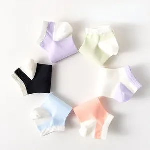 Meias de algodão femininas antiderrapantes e invisíveis, meias de algodão respirável e confortável personalizadas, meias de retalhos da moda