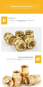 Inserts filetés en laiton à fusion à chaud M3 M4 <span class=keywords><strong>M5</strong></span>, écrous filetés à rainures, inserts encastrés - Product Image 6