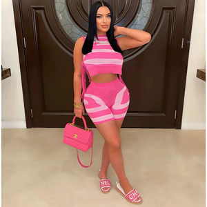 Nuovo <span class=keywords><strong>vendita</strong></span> calda <span class=keywords><strong>abbigliamento</strong></span> da <span class=keywords><strong>donna</strong></span> all'<span class=keywords><strong>ingrosso</strong></span> O collo corto Top fasciante Crop Top e Set inferiore Skinny Street Style Set due pezzi - Product Image 5