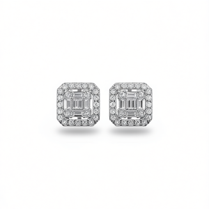 Orecchini in Oro Bianco con Diamanti Taglio Smeraldo, Colore D Naturale, Certificati GIA, Gioielli Classici da Sposa per Donna - Product Image 1