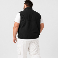 Rompi Kasual Pria Kerah Tegak Resleting Penuh Saku Luar Ruangan Ukuran Besar Santai  Big Tall Plus Size 6XL 7XL Kanvas Dicuci