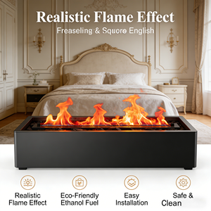 <span class=keywords><strong>Cheminée</strong></span> murale moderne à éthanol, flamme réelle, brûleur réglable, <span class=keywords><strong>protection</strong></span> de sécurité pour salon, chambre, hall d'hôtel, villa - Product Image 3