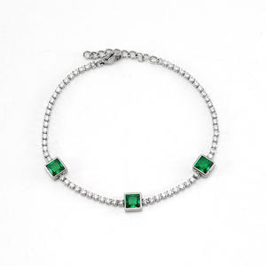Bracelets réglables vert émeraude en Zircon cubique en acier inoxydable classique de haute qualité pour bijoux cadeaux anniversaire d'anniversaire - Product Image 1