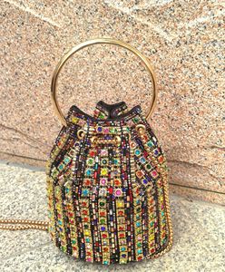 Crystal Bucket Evening <b>Bag</b> With Chain Strap Sparkling Beaded Design Elegant Party Handbag rhinestone evening clutch <b>bag</b> - Product Image 5