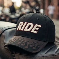 Gorra de Béisbol de Sarga de Algodón Lavado Personalizada por el Fabricante, con Bordado 3D y Estampado de Llama RIDE, Estructurada, Unisex, Ajustable