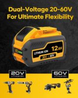 Batterie de remplacement pour perceuse sans fil 20V MAX Premium Lithium-Ion 12Ah pour Dewalt DCB609