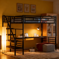 Modernes Metall-Hochbett mit Treppenstauraum und Schlafsofa-Design für Kleine Apartment-Möbel