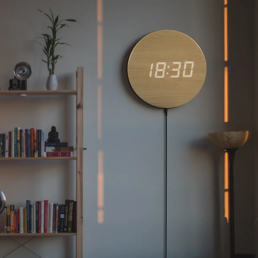 Modern Wall Clock Decor Smart Home Decor Big Digital Creative Designed Silent Clock LED Wooden Wall Clock