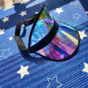 Viseras de Sol de Plástico con Protección UV para Mujer, Visera de Playa Transparente de PVC con Efecto <span class=keywords><strong>Tornasol</strong></span>, de Calidad Láser, para Adultos - Product Image 3