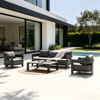 Ensemble de canapés de jardin d'extérieur avec structure en aluminium, tissu imperméable, design durable, portable pour hôtels et villas, prêt pour la salle de sport