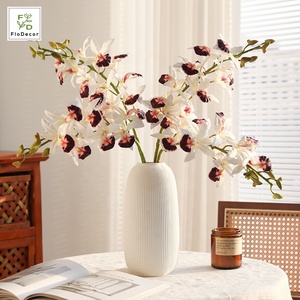 Orchidea Artificiale di Qualità Superiore con 10 Teste e 2 Rami, Fiore delle Mille Isole 60cm, Effetto Realistico per Decorazioni Casa e Matrimonio, Cymbidium - Product Image 2